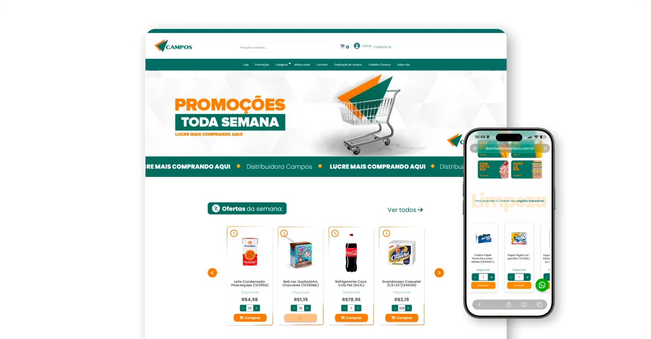 Apresentação do projeto em desktop e celular