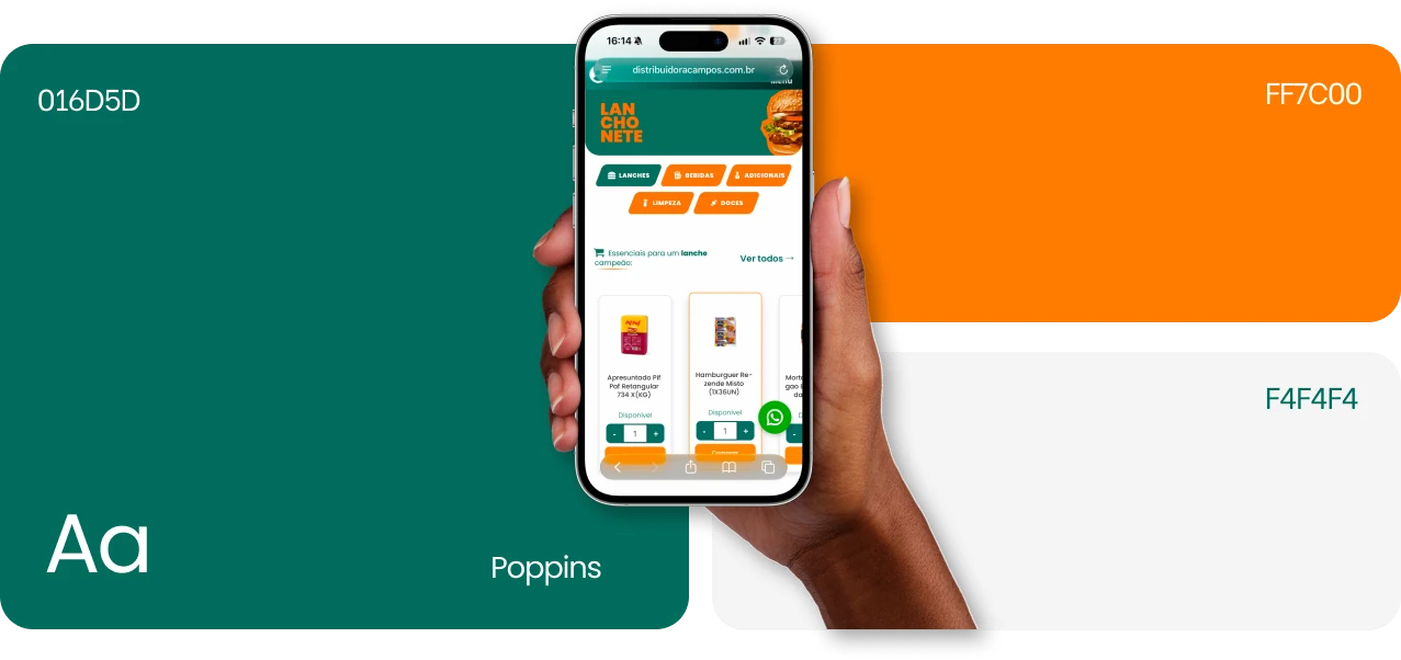 Paleta de cores, tipografia e aplicação da identidade no celular