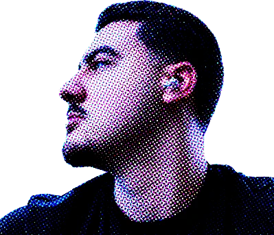 Retrato de Luiz Campos em halftone